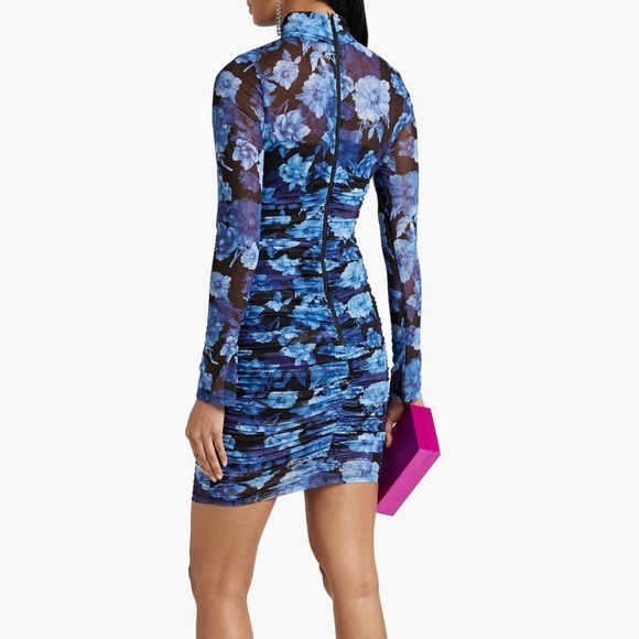 Alice + Olivia Blue Floral Long Sleeve Dress wear it long or short - Picture 4 of 10